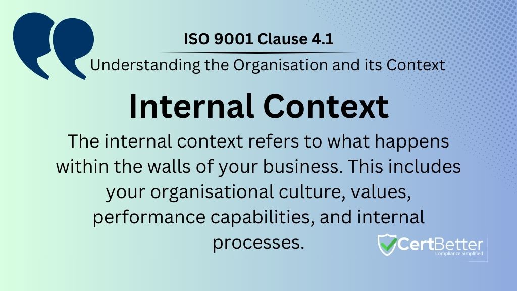 Internal context of clause . understanding organisation and its context