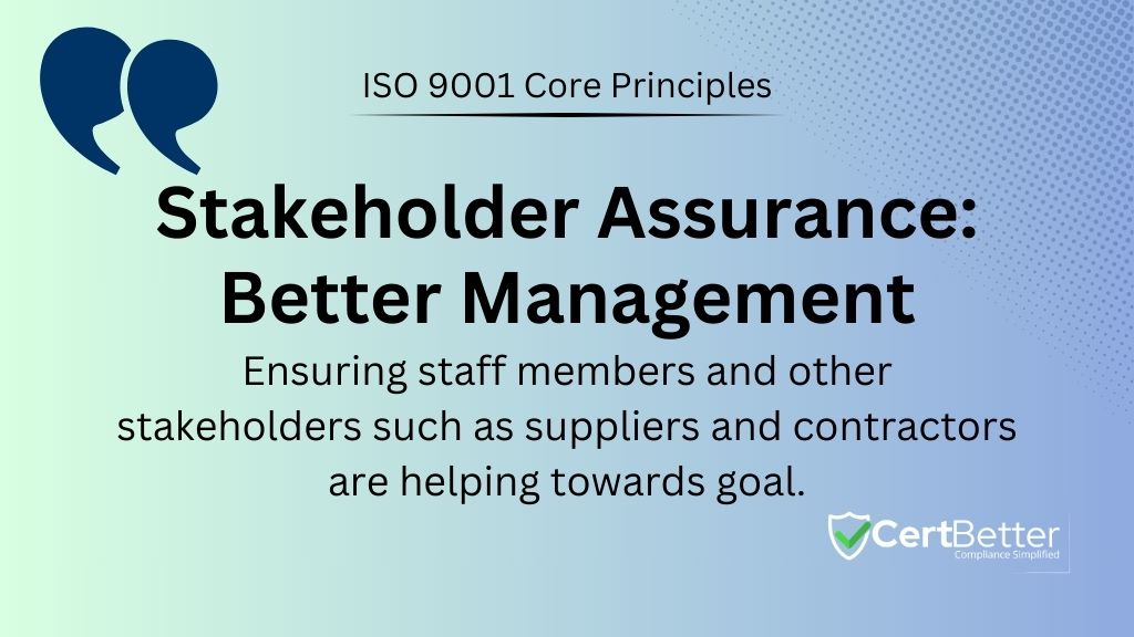 Stakeholder Assurance Better Management ISO Core Principles
